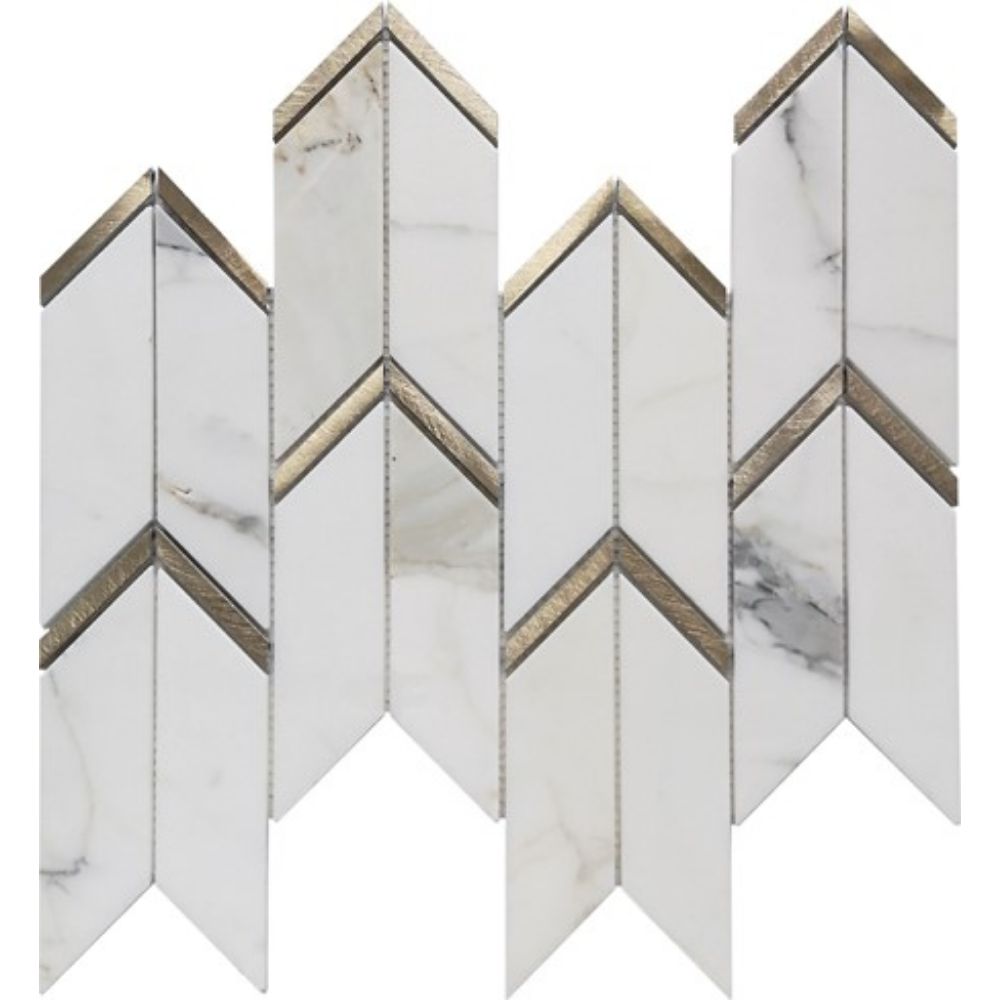 Belluno Designs HAR-1000 Harper 2" x 4.5" Calacatta Gold Arrow Polished Mosaic Wall Tile